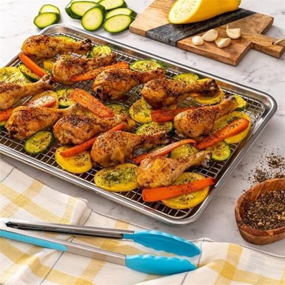 Ultra Cuisine Quarter Sheet Pan with Wire Rack Set - Includes Premium Aluminum - Picture 4 of 7